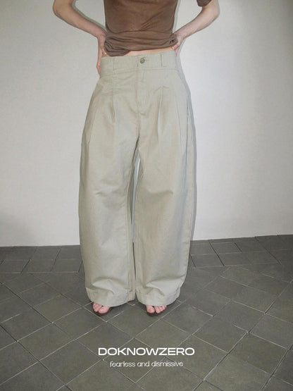 DKZ OFFICIAL Khaki Pleated Relaxed Korean Commuter Women&