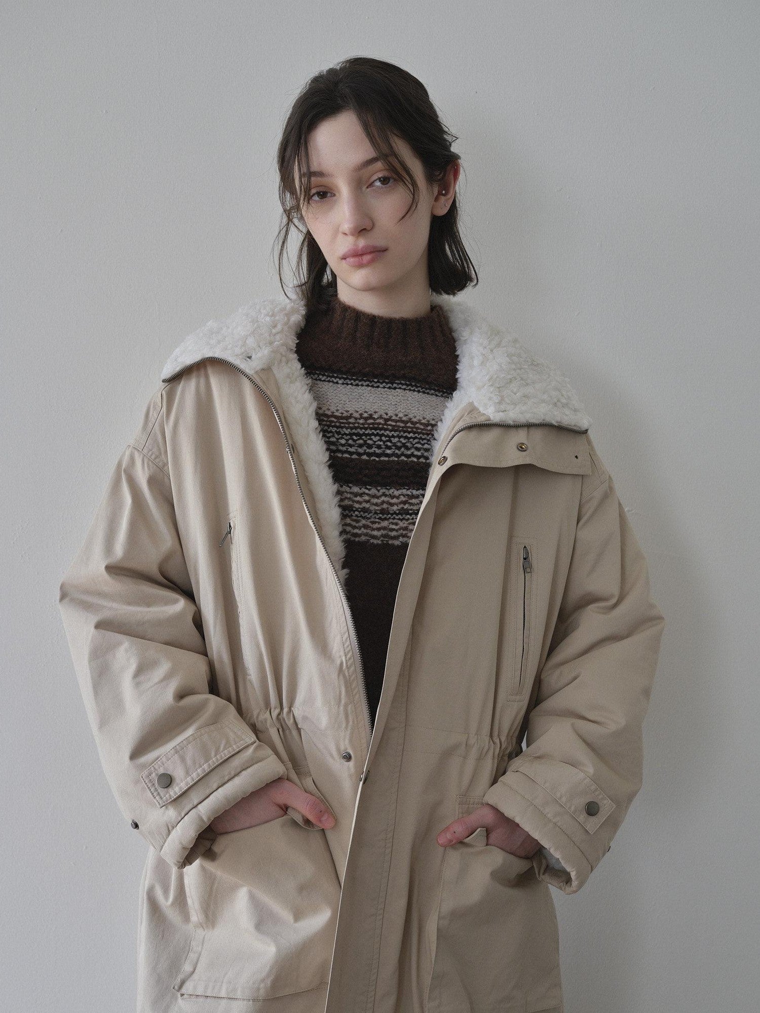 DKZ OFFICIAL Khaki Single Breasted Relaxed Fit Women&
