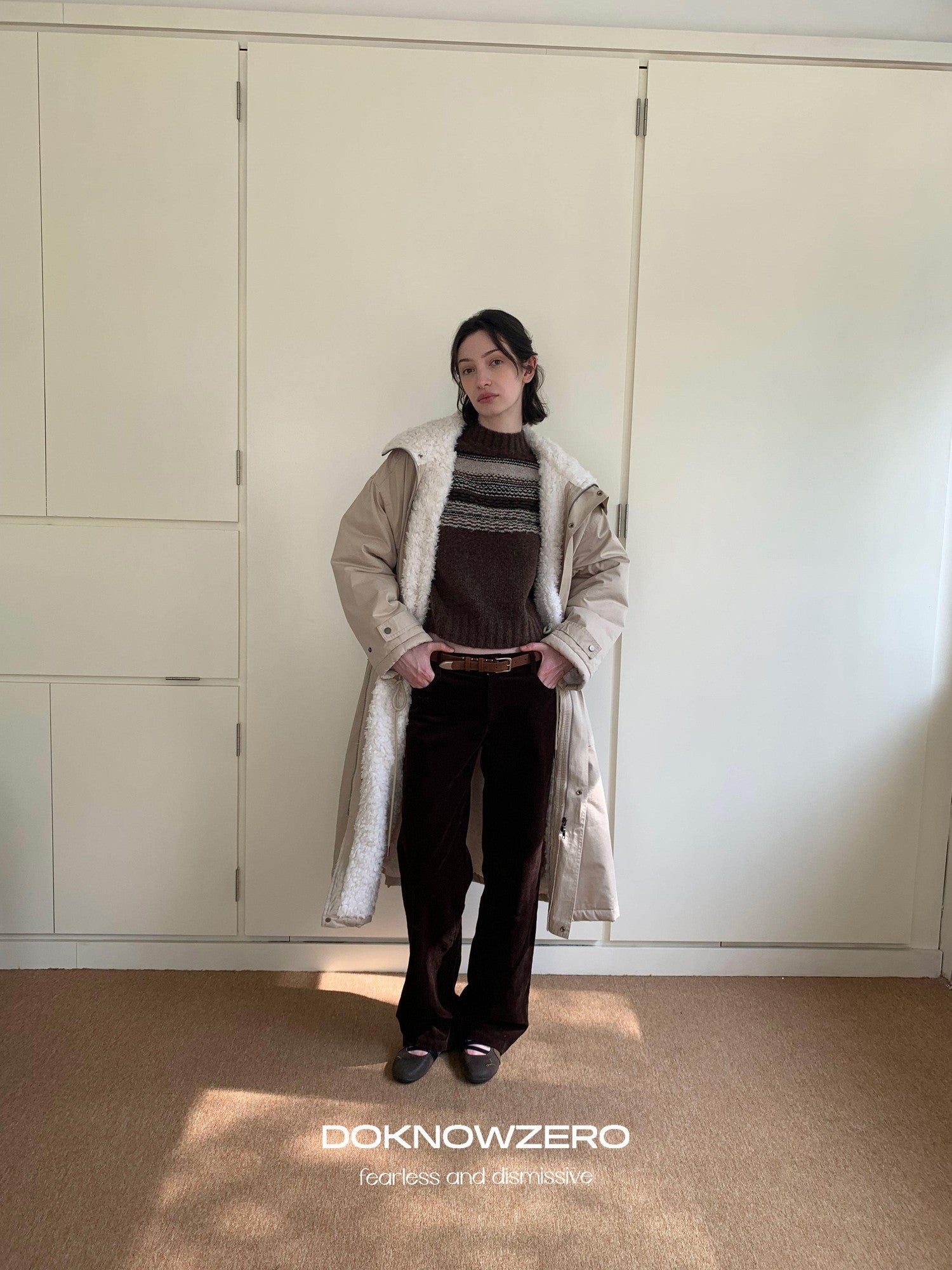 DKZ OFFICIAL Khaki Single Breasted Relaxed Fit Women&