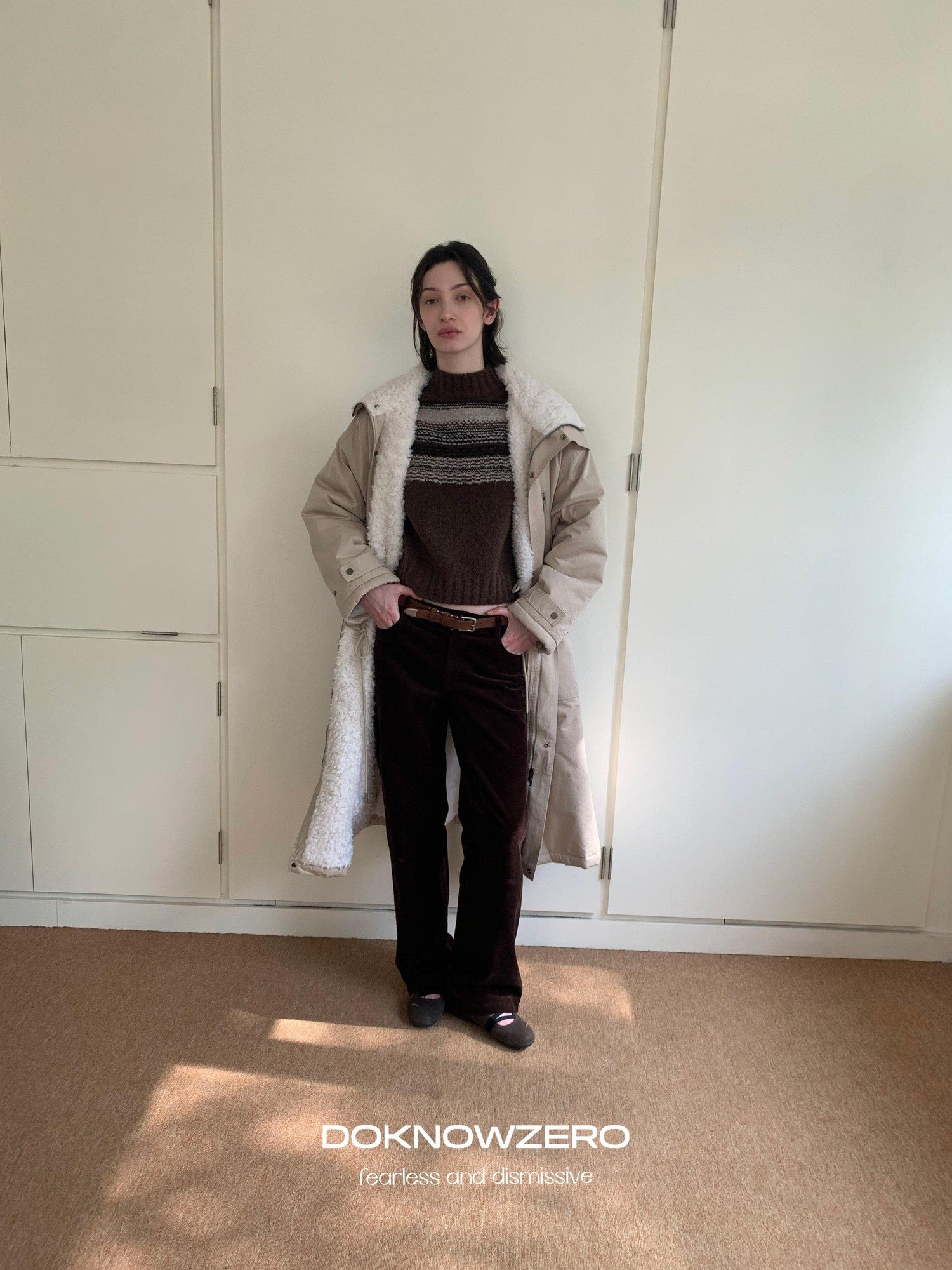 DKZ OFFICIAL Khaki Single Breasted Relaxed Fit Women&