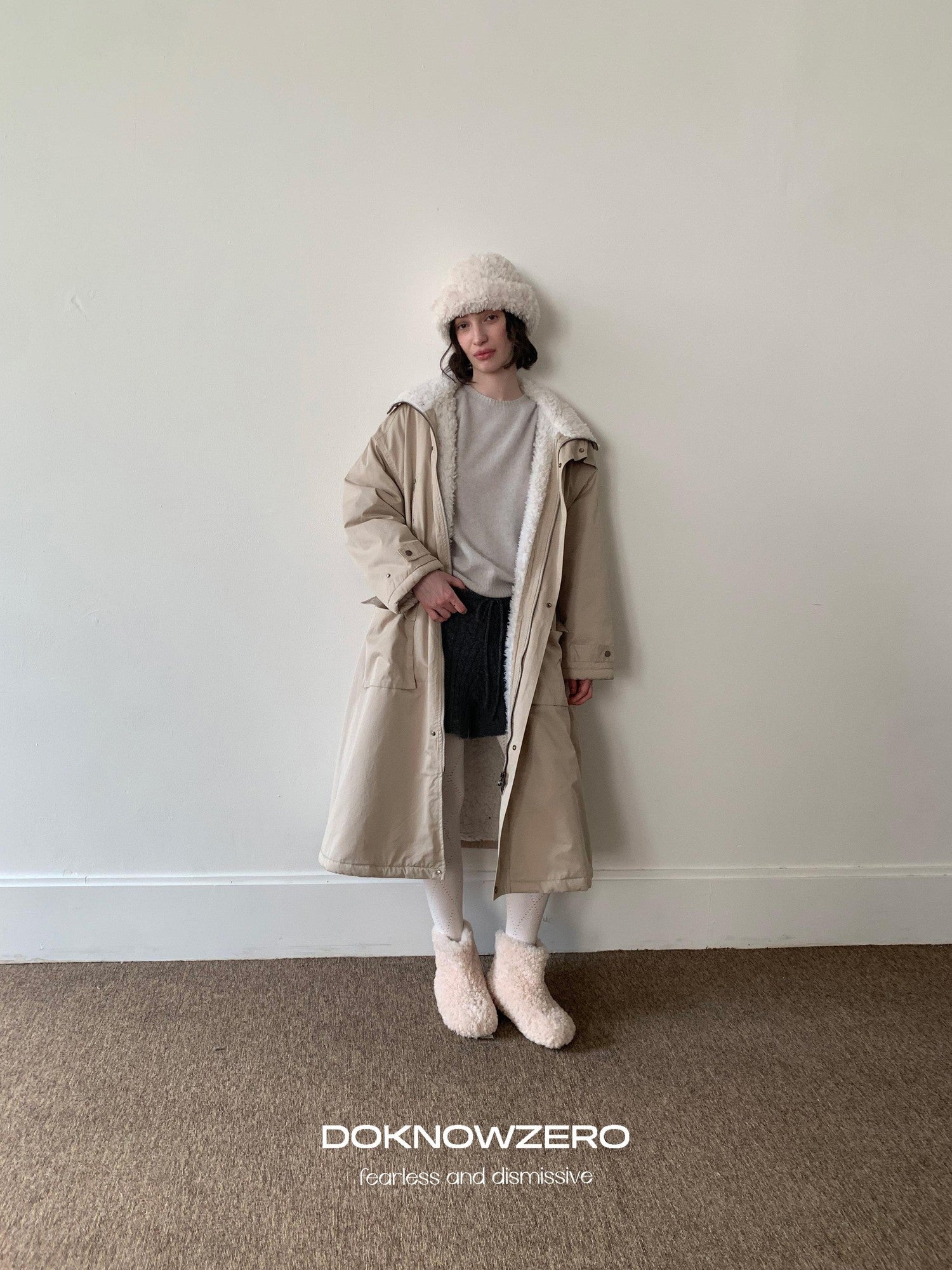 DKZ OFFICIAL Khaki Single Breasted Relaxed Fit Women&