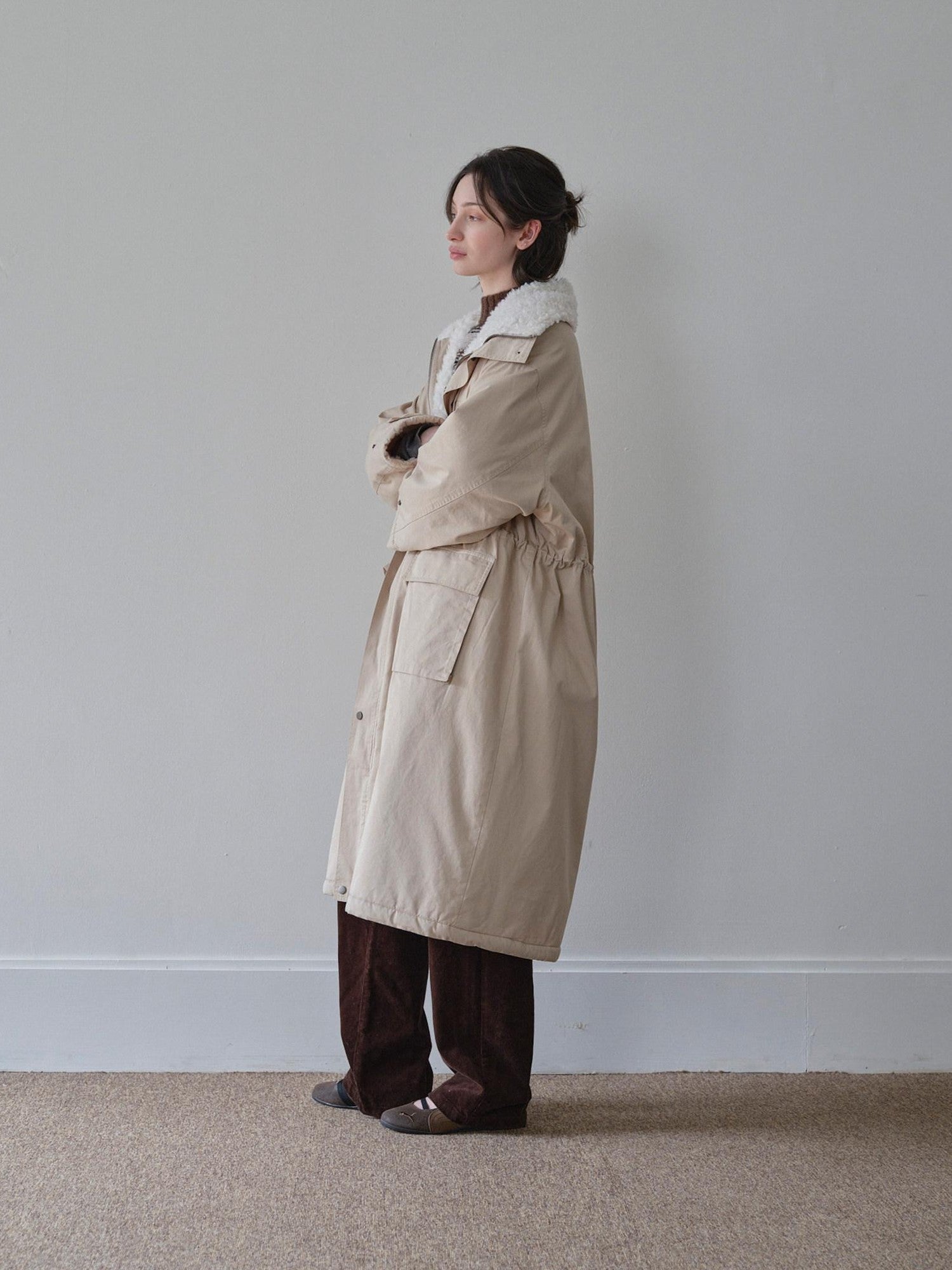 DKZ OFFICIAL Khaki Single Breasted Relaxed Fit Women&