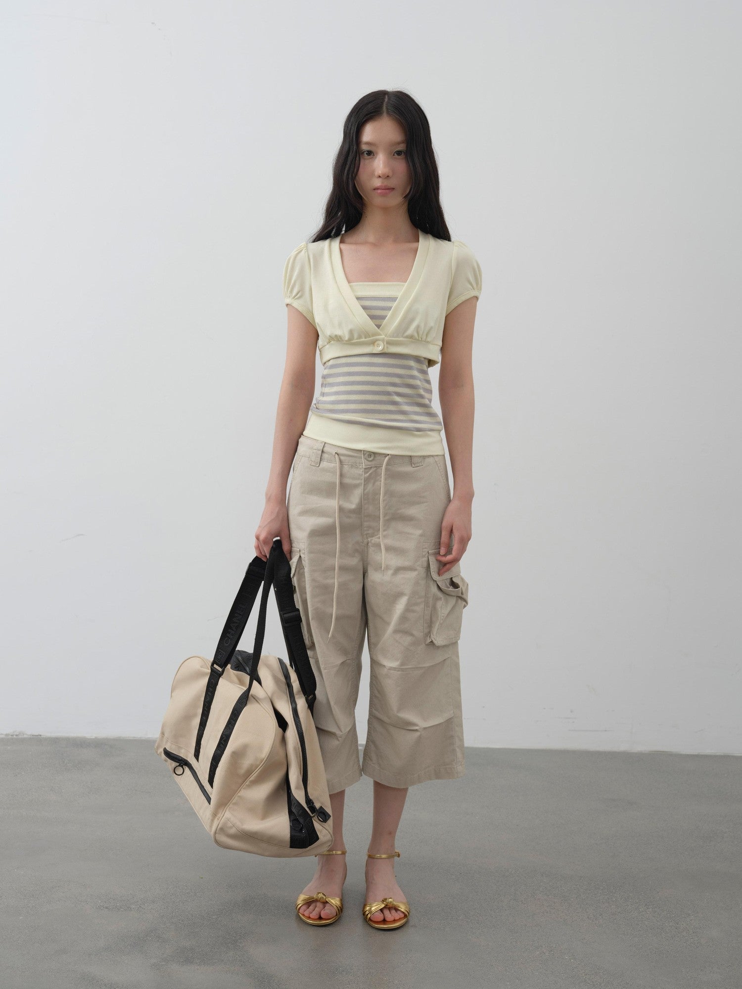 DKZ OFFICIAL Khaki Waterwash Vintage Distressed Pocket Straight Women&
