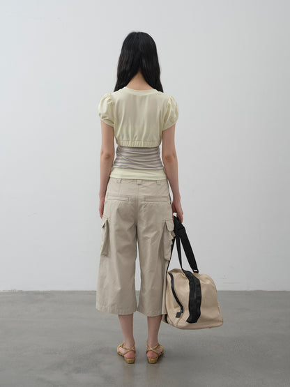 DKZ OFFICIAL Khaki Waterwash Vintage Distressed Pocket Straight Women&