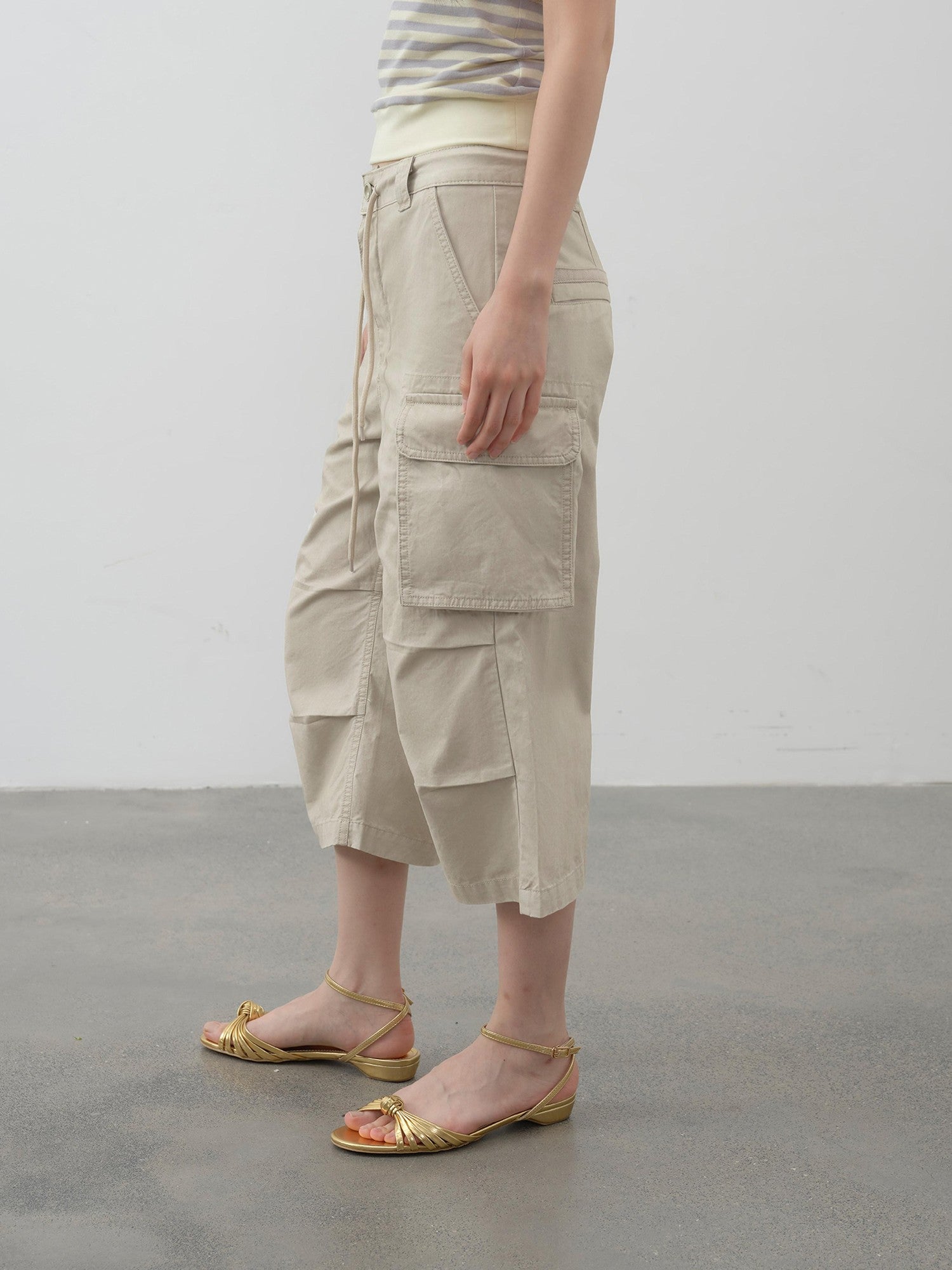 DKZ OFFICIAL Khaki Waterwash Vintage Distressed Pocket Straight Women&