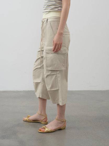 DKZ OFFICIAL Khaki Waterwash Vintage Distressed Pocket Straight Women&