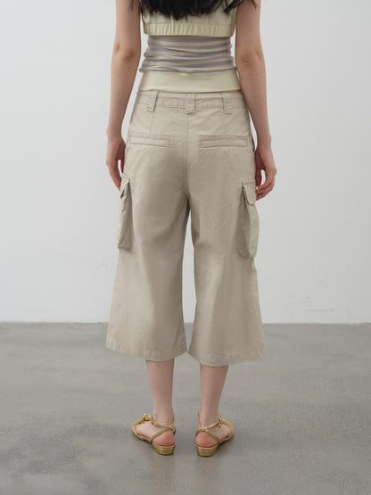 DKZ OFFICIAL Khaki Waterwash Vintage Distressed Pocket Straight Women&