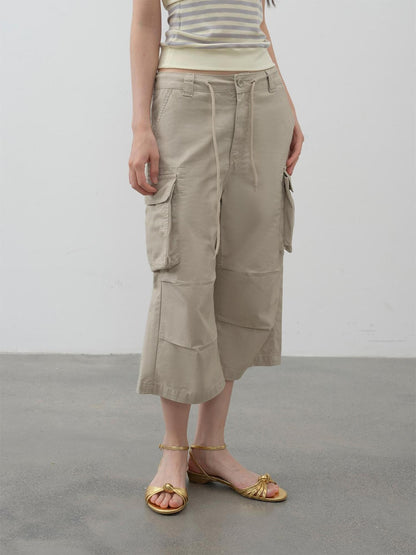 DKZ OFFICIAL Khaki Waterwash Vintage Distressed Pocket Straight Women&