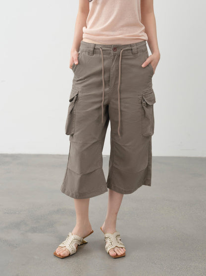 DKZ OFFICIAL Khaki Waterwash Vintage Distressed Pocket Straight Women&