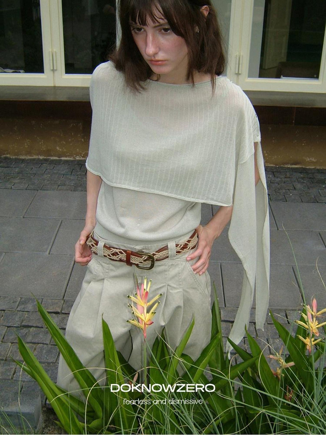 DKZ OFFICIAL Knit Cape V-neck Open Cardigan Two Piece Women&