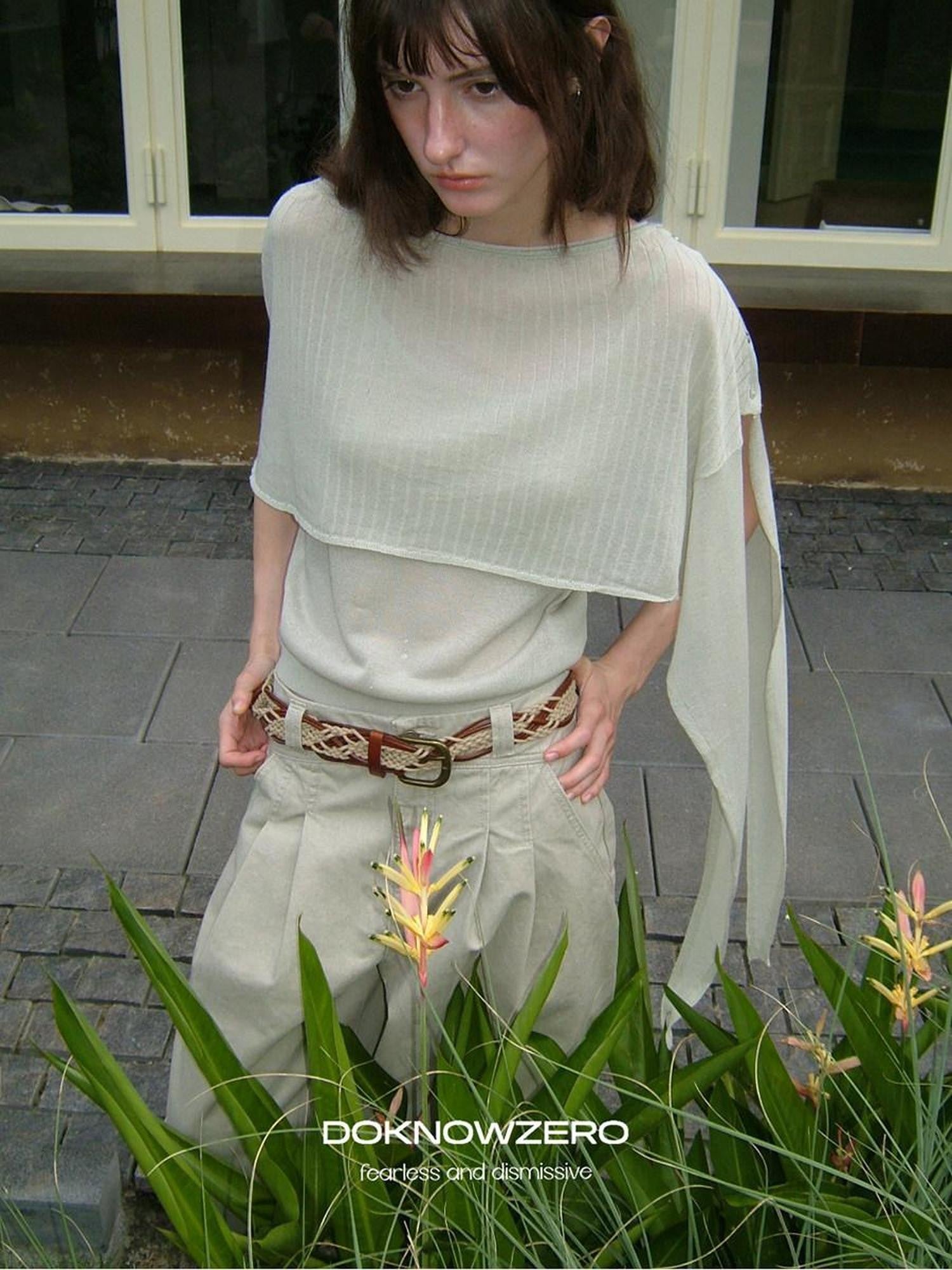 DKZ OFFICIAL Knit Cape V-neck Open Cardigan Two Piece Women&
