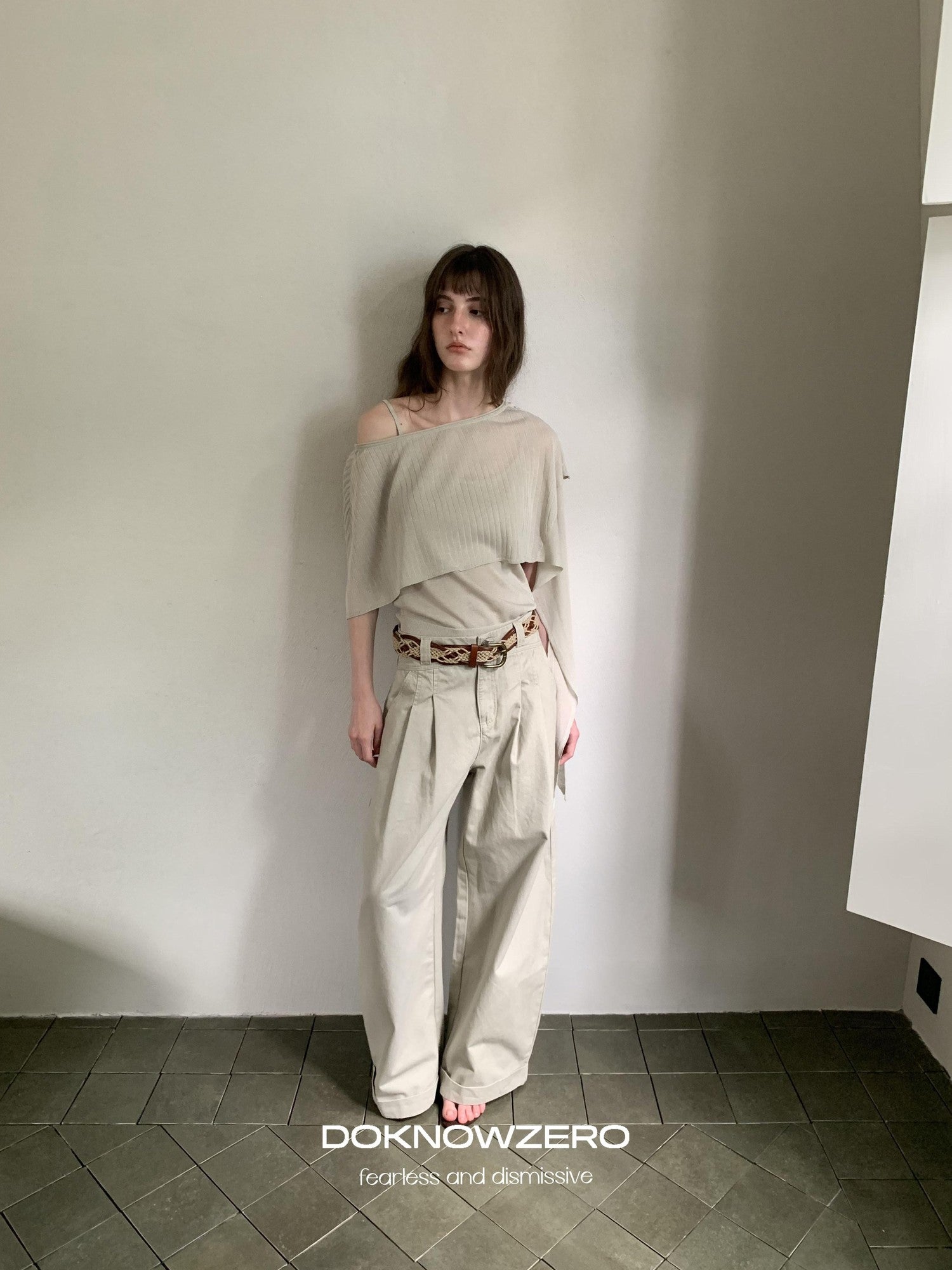 DKZ OFFICIAL Knit Cape V-neck Open Cardigan Two Piece Women&