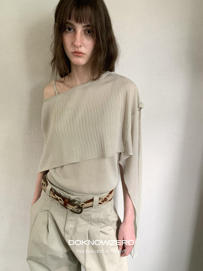 DKZ OFFICIAL Knit Cape V-neck Open Cardigan Two Piece Women&