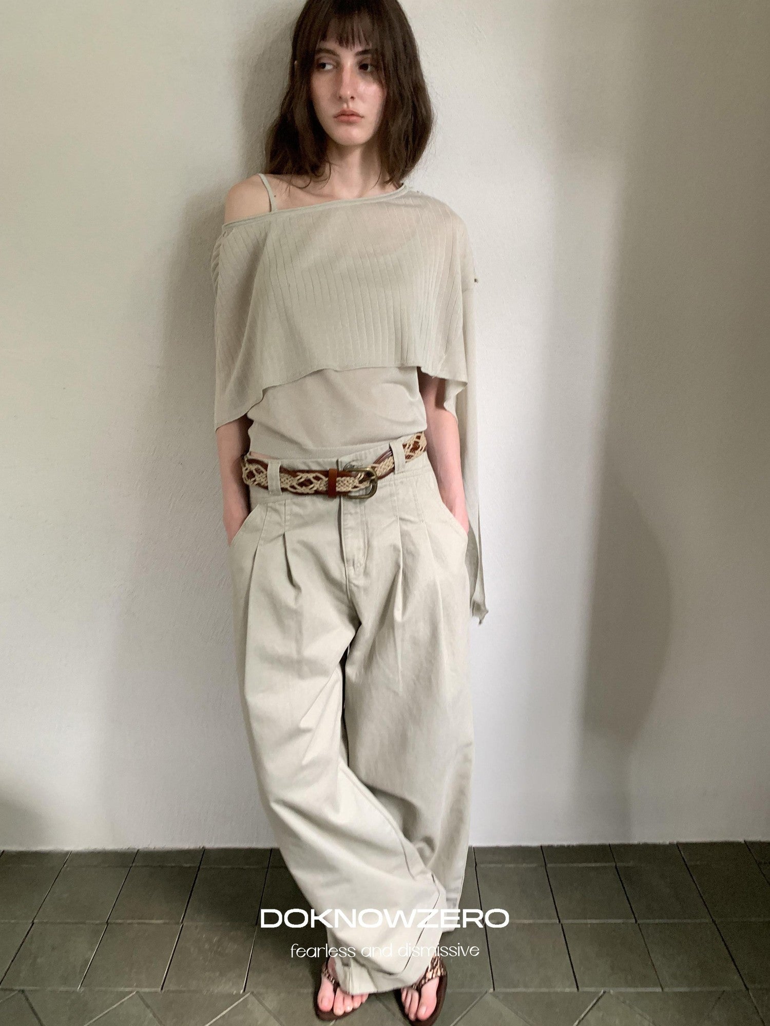 DKZ OFFICIAL Knit Cape V-neck Open Cardigan Two Piece Women&