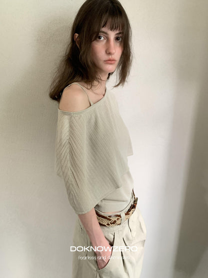 DKZ OFFICIAL Knit Cape V-neck Open Cardigan Two Piece Women&