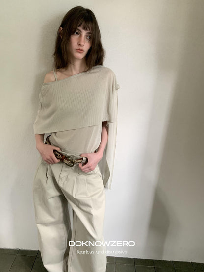 DKZ OFFICIAL Knit Cape V-neck Open Cardigan Two Piece Women&