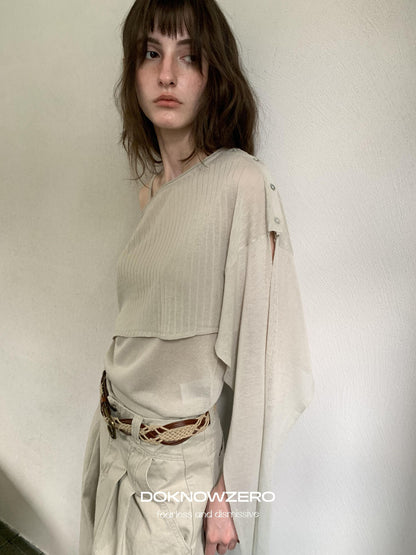 DKZ OFFICIAL Knit Cape V-neck Open Cardigan Two Piece Women&