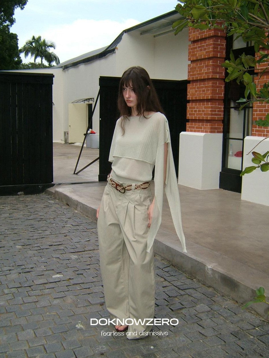 DKZ OFFICIAL Knit Cape V-neck Open Cardigan Two Piece Women&