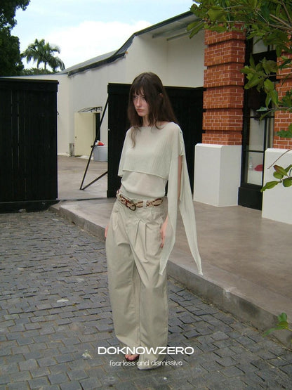 DKZ OFFICIAL Knit Cape V-neck Open Cardigan Two Piece Women&