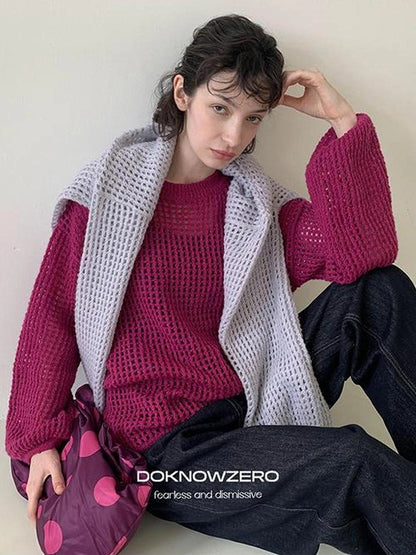 DKZ OFFICIAL Knit Lace Out Sweater Women&