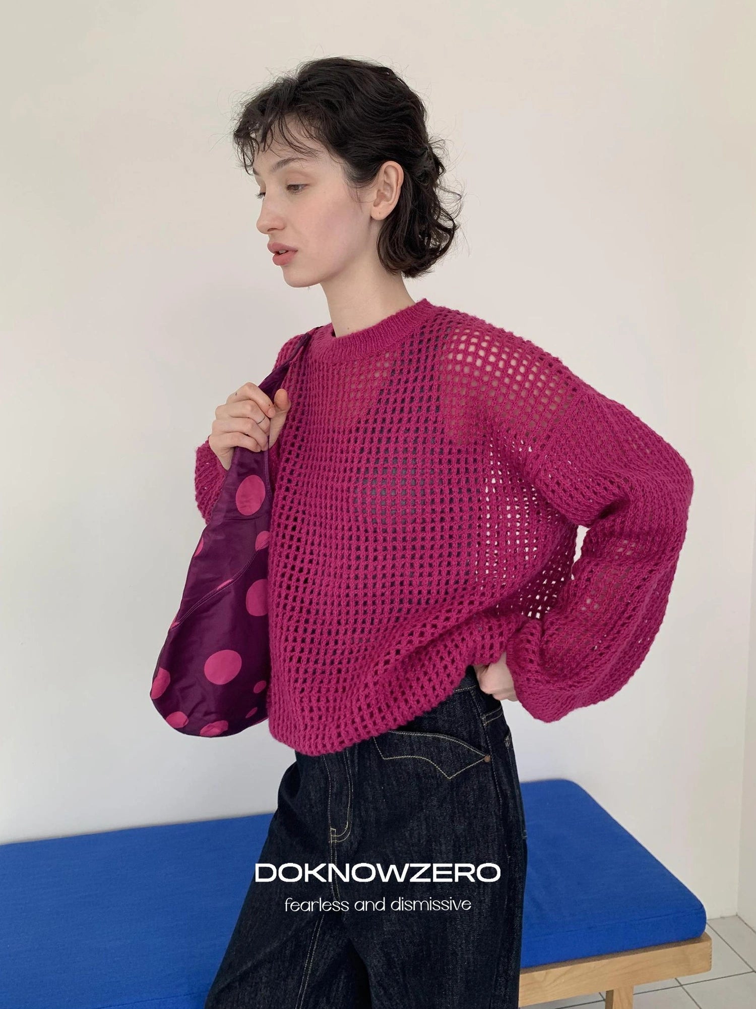 DKZ OFFICIAL Knit Lace Out Sweater Women&