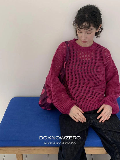 DKZ OFFICIAL Knit Lace Out Sweater Women&