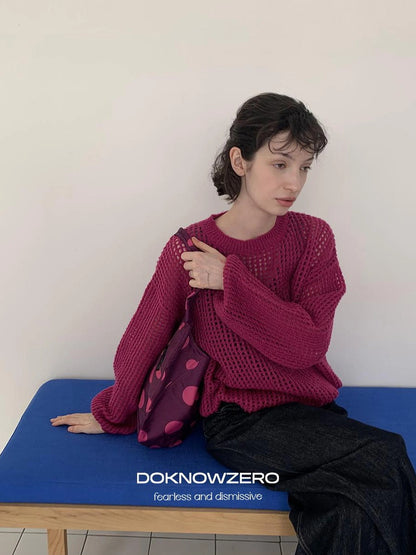 DKZ OFFICIAL Knit Lace Out Sweater Women&