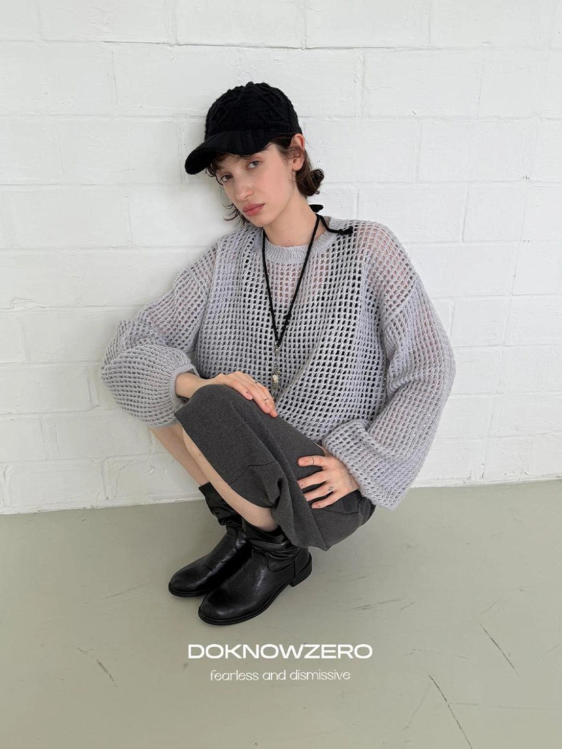 DKZ OFFICIAL Knit Lace Out Sweater Women&