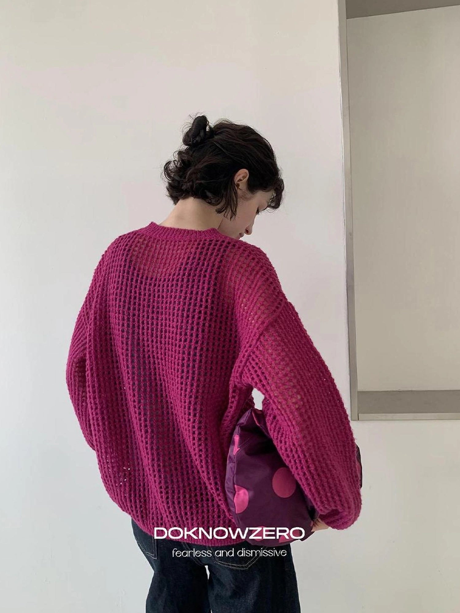 DKZ OFFICIAL Knit Lace Out Sweater Women&