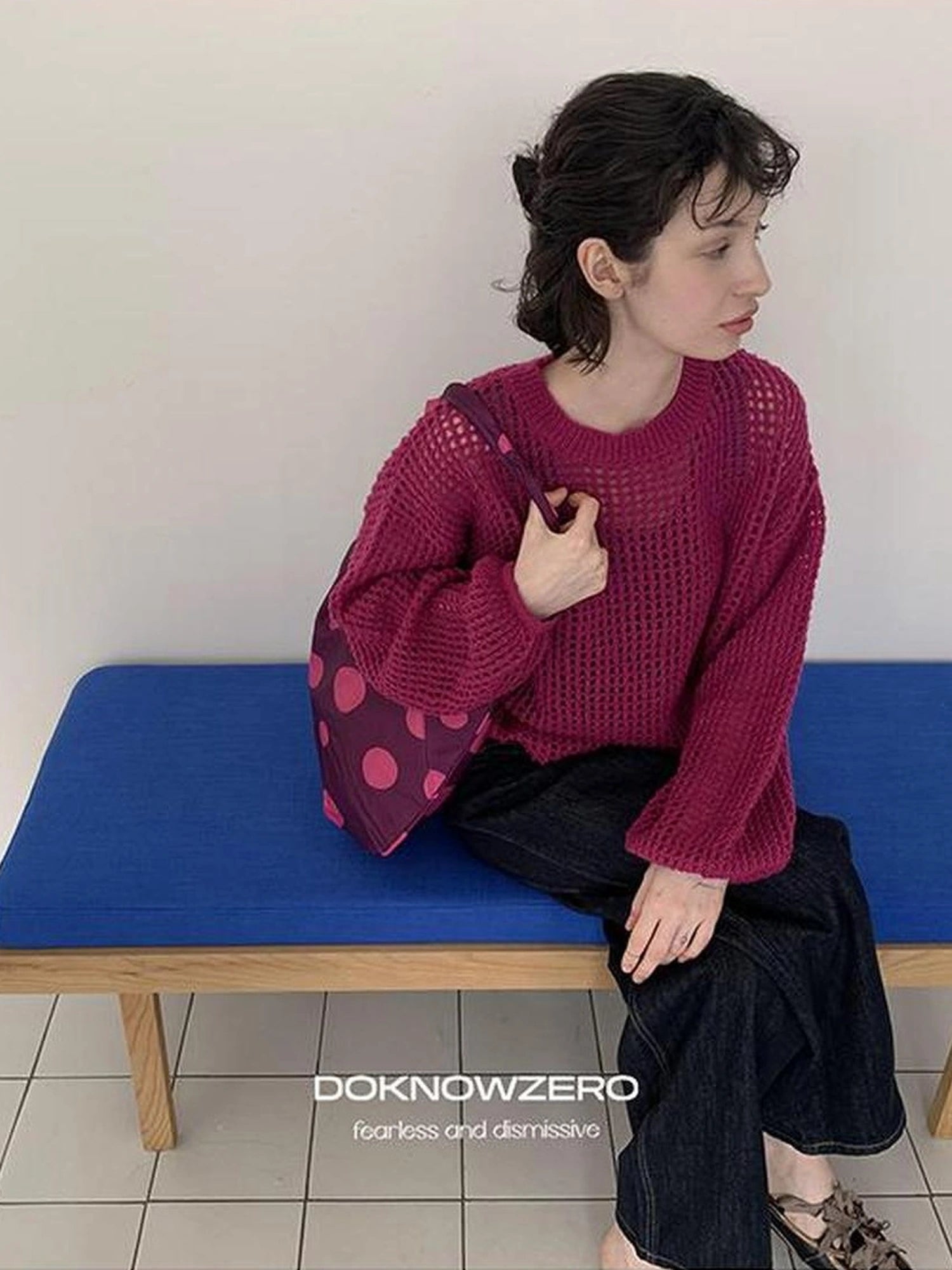 DKZ OFFICIAL Knit Lace Out Sweater Women&