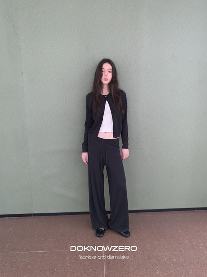 DKZ OFFICIAL Knitted Button Cardigan Elastic Waist Women&