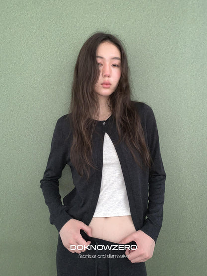 DKZ OFFICIAL Knitted Button Cardigan Elastic Waist Women&