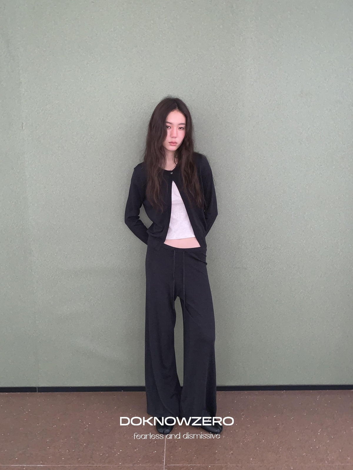 DKZ OFFICIAL Knitted Button Cardigan Elastic Waist Women&