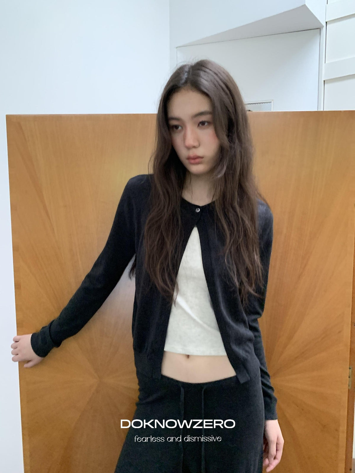 DKZ OFFICIAL Knitted Button Cardigan Elastic Waist Women&