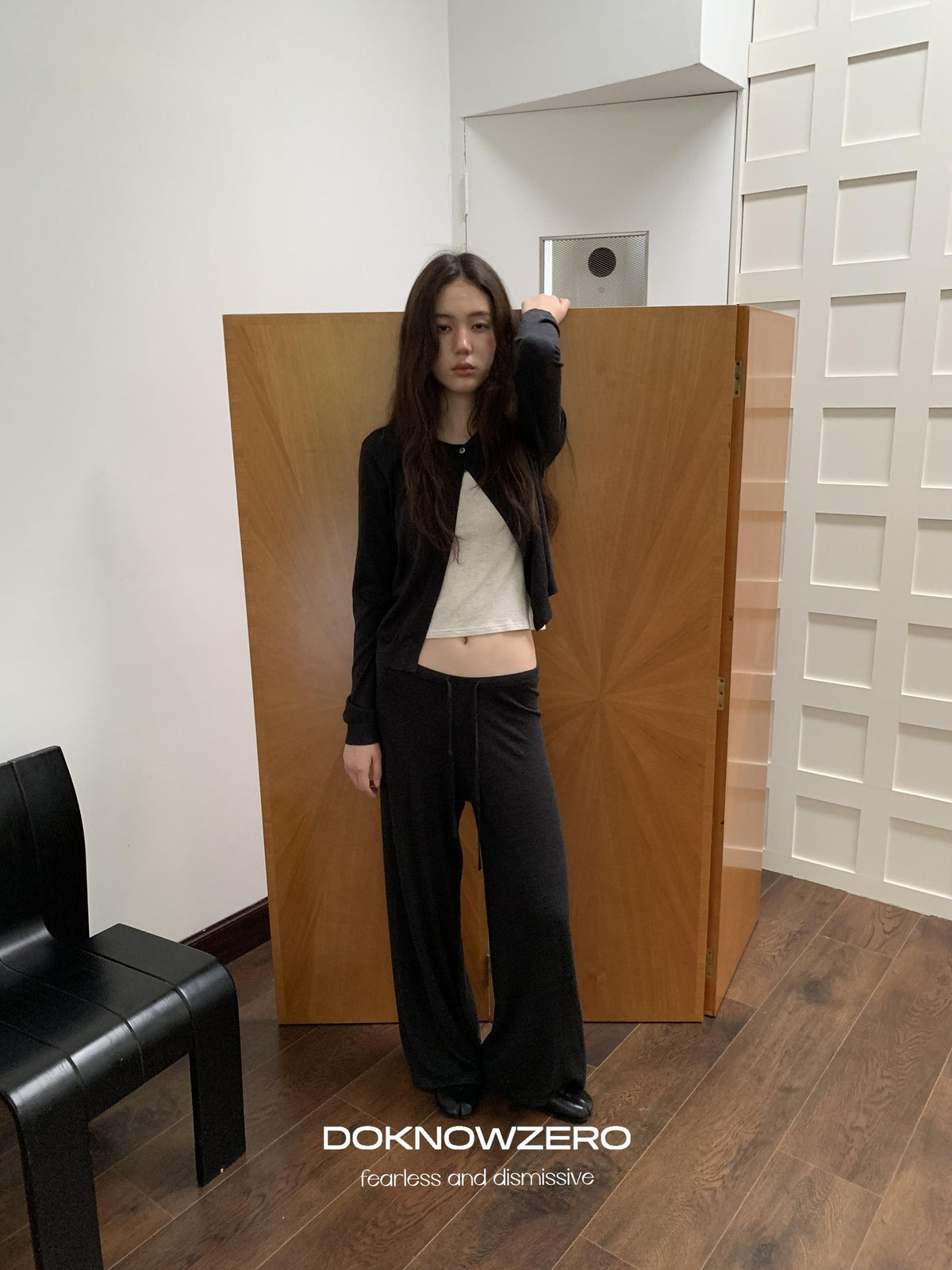 DKZ OFFICIAL Knitted Button Cardigan Elastic Waist Women&