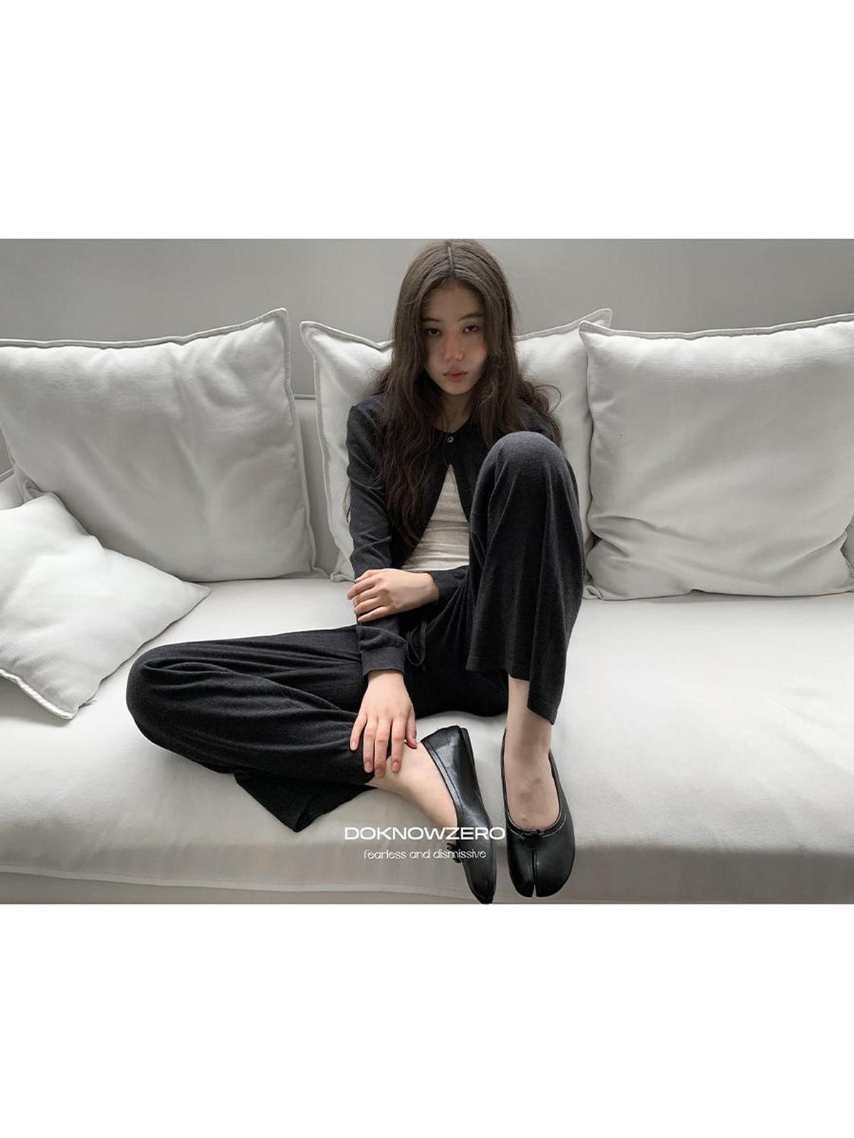 DKZ OFFICIAL Knitted Button Cardigan Elastic Waist Women&
