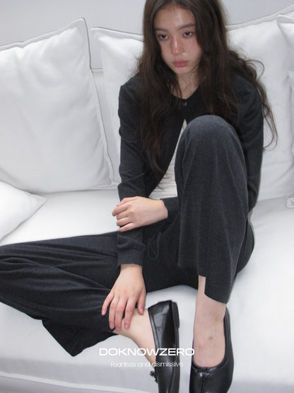 DKZ OFFICIAL Knitted Button Cardigan Elastic Waist Women&