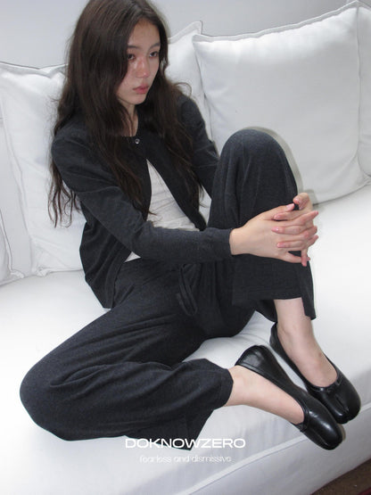 DKZ OFFICIAL Knitted Button Cardigan Elastic Waist Women&