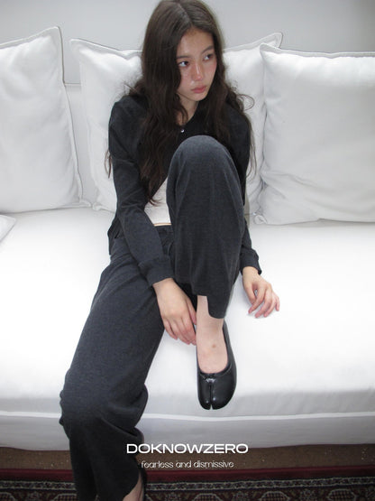 DKZ OFFICIAL Knitted Button Cardigan Elastic Waist Women&