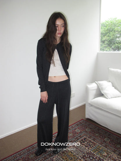 DKZ OFFICIAL Knitted Button Cardigan Elastic Waist Women&