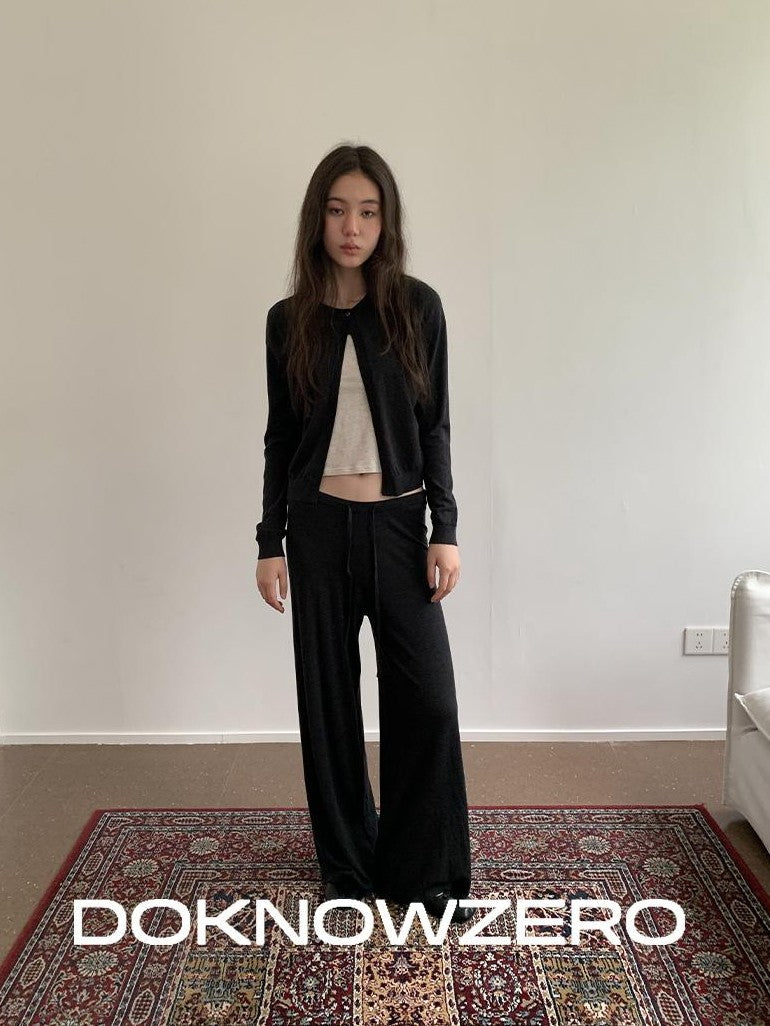 DKZ OFFICIAL Knitted Button Cardigan Elastic Waist Women&
