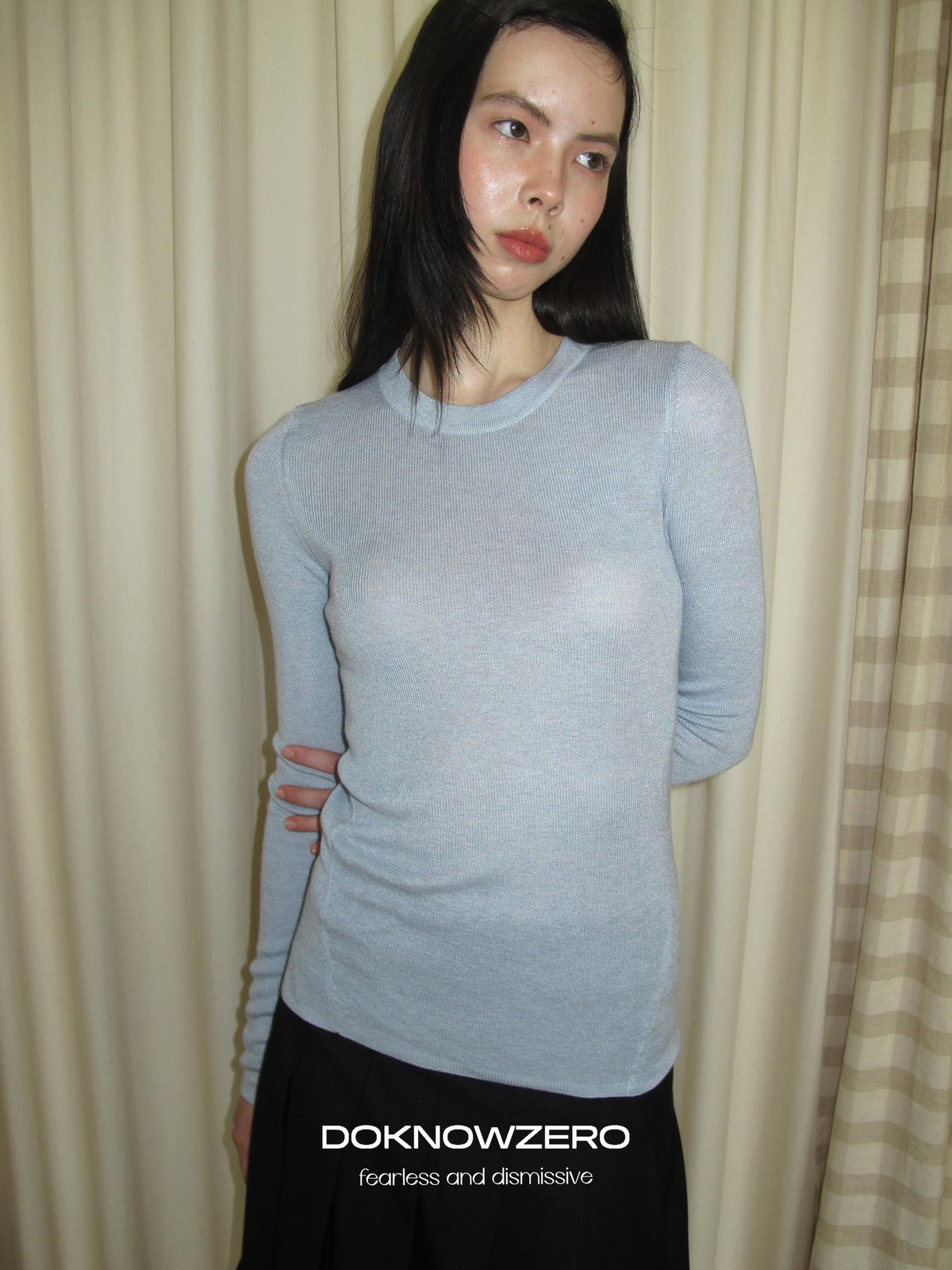 DKZ OFFICIAL Knitted Round Neck Slim Fit Solid Women&