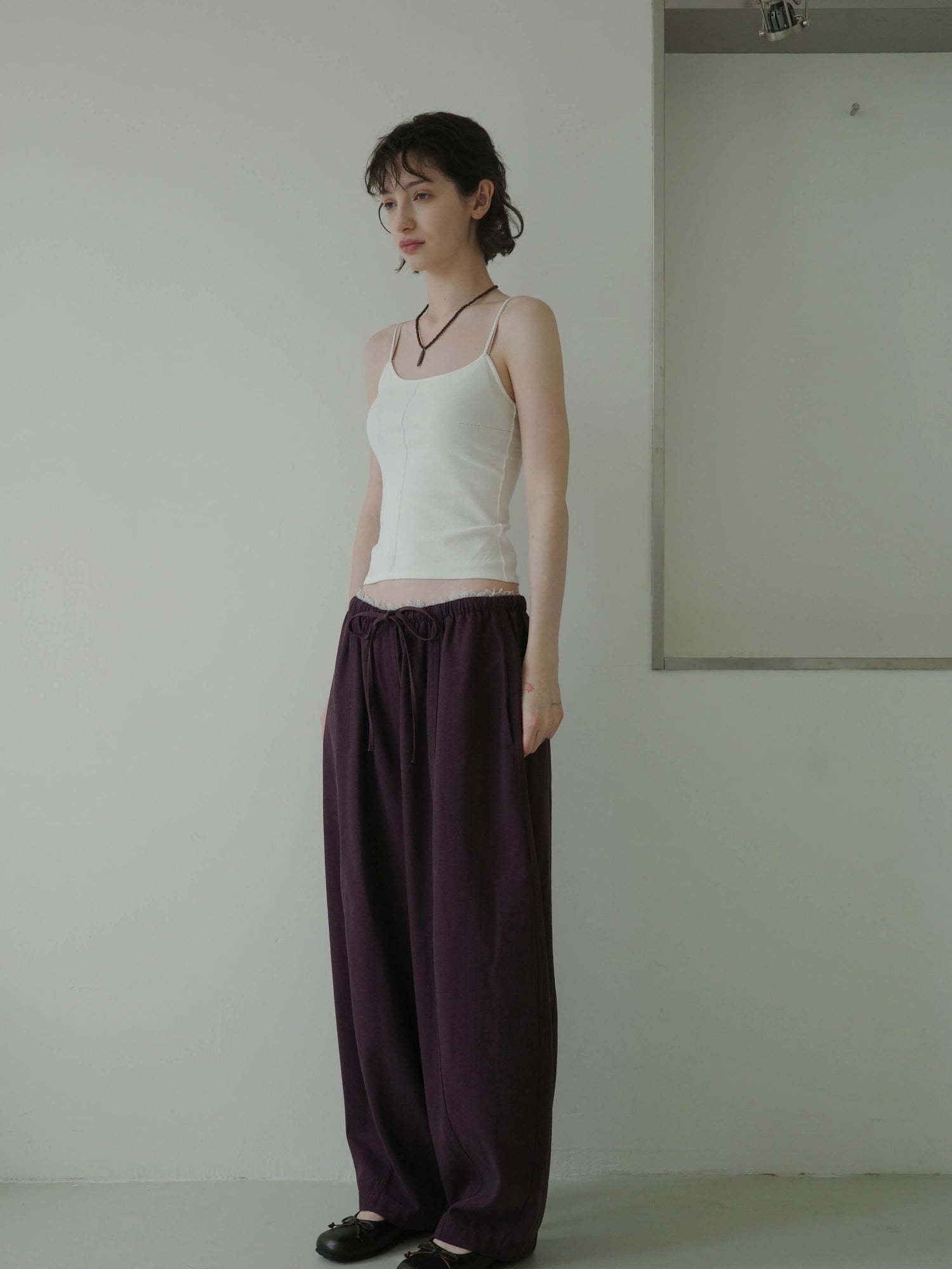 DKZ OFFICIAL Lace Panel Relaxed Fit Pull On Trousers