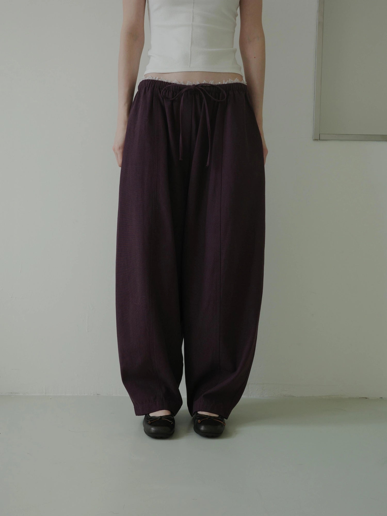 DKZ OFFICIAL Lace Panel Relaxed Fit Pull On Trousers