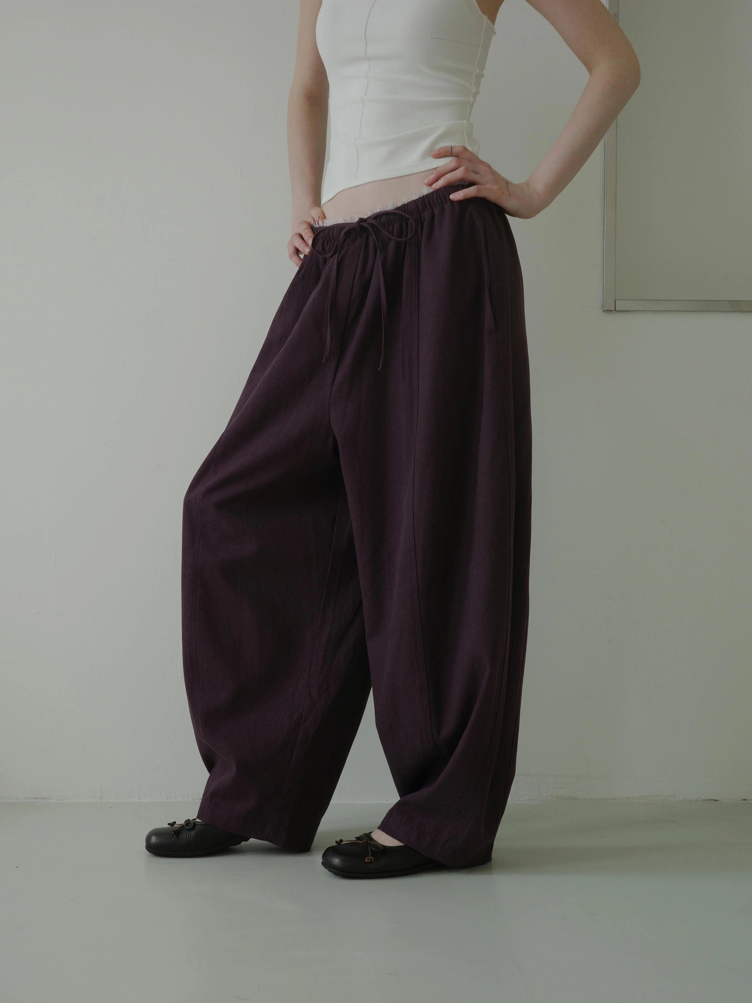 DKZ OFFICIAL Lace Panel Relaxed Fit Pull On Trousers