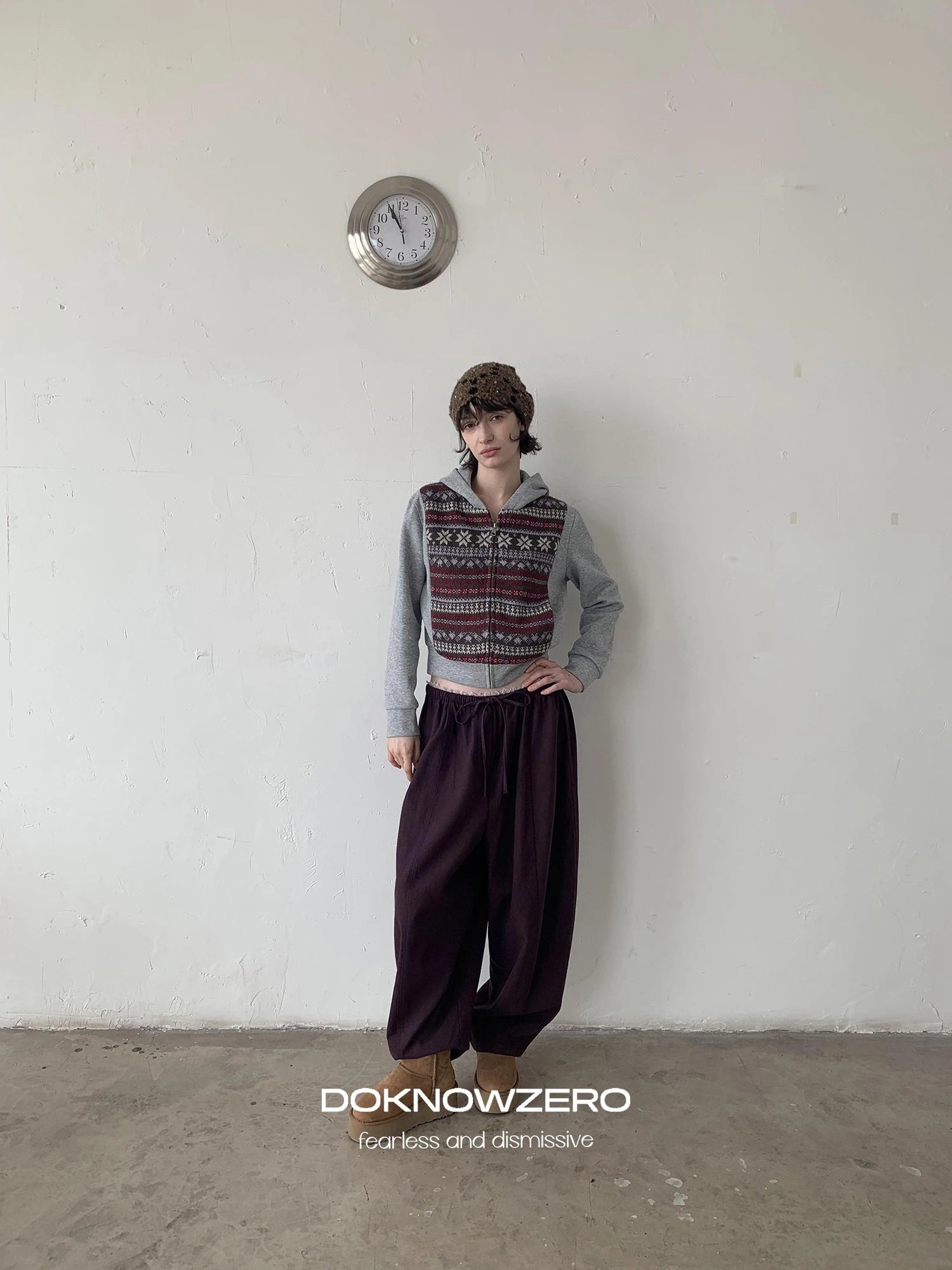 DKZ OFFICIAL Lace Panel Relaxed Fit Pull On Trousers