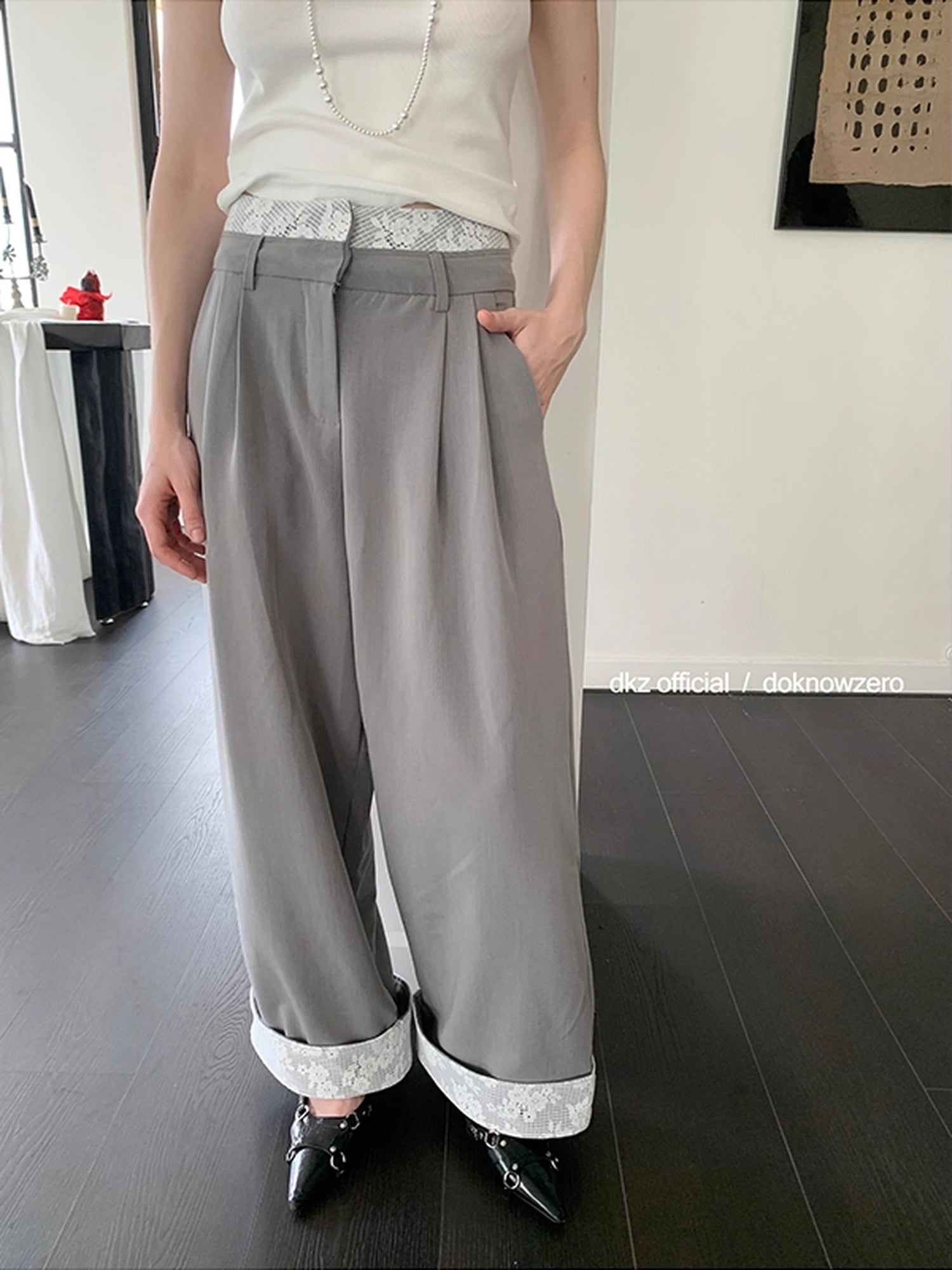 DKZ_OFFICIAL_Lace_Panel_Wide_Leg_Pants_With_Cuffed_Hem_MISSTT