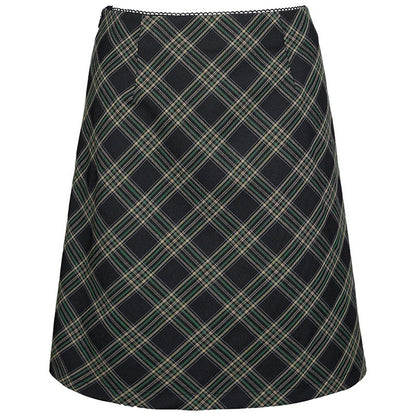 DKZ_OFFICIAL_Lace_Trim_Plaid_Mid_Waist_Button_A_Line_Women&