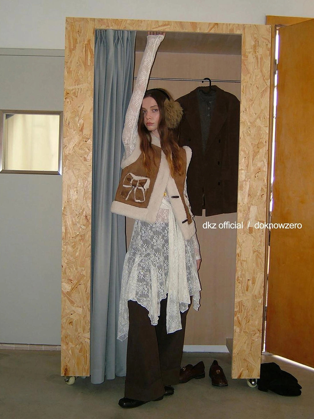 DKZ OFFICIAL Lace Trimmed Off White A Line Dress