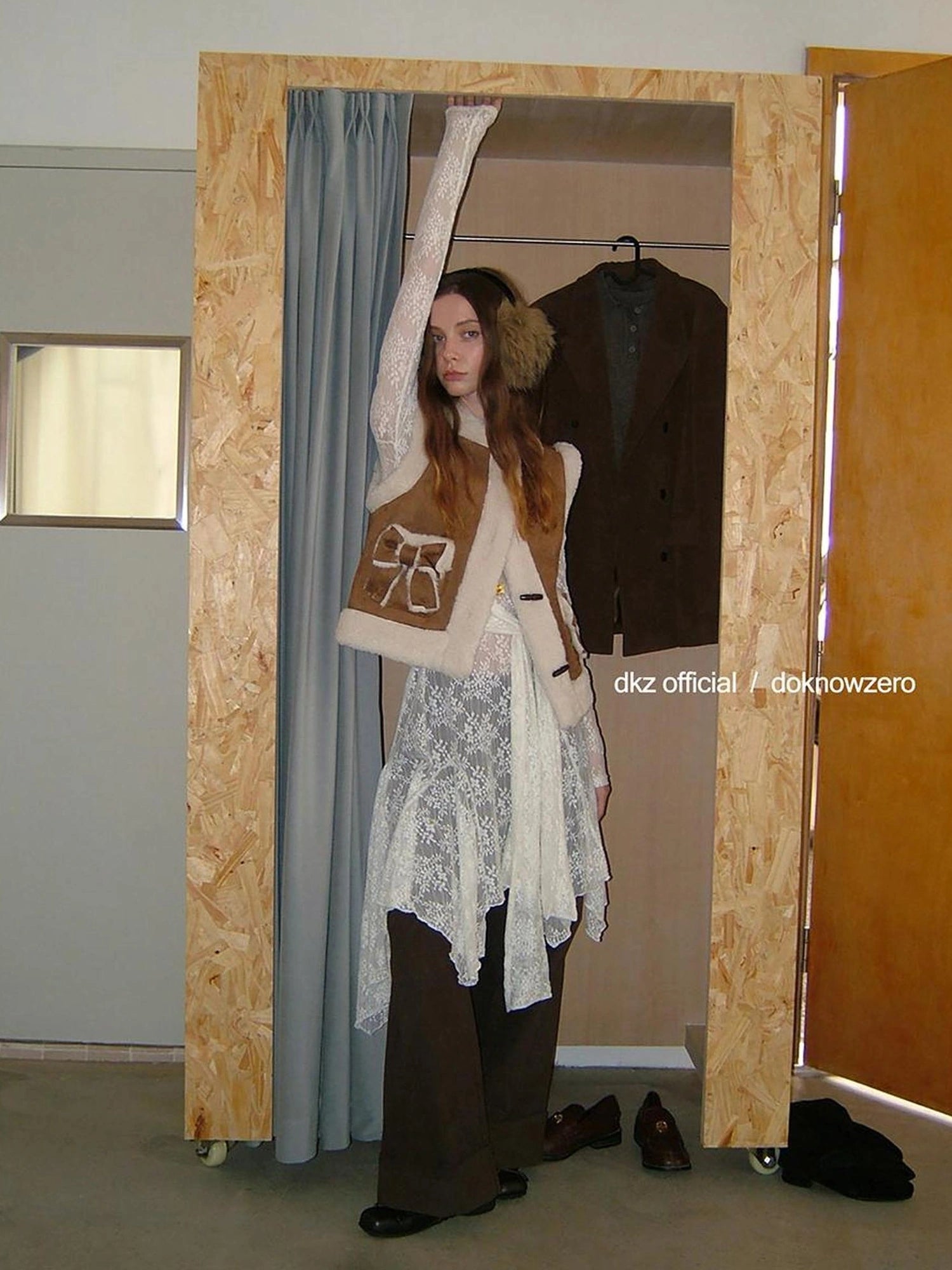 DKZ OFFICIAL Lace Trimmed Off White A Line Dress